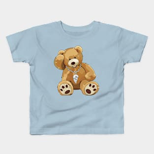 Cute teddy bear wearing a best friends necklace Kids T-Shirt